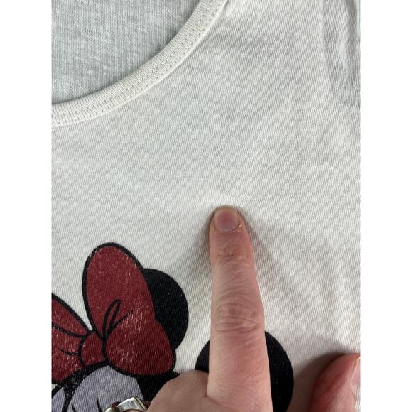 Disney Mickey & Minnie Mouse Shirt Tank Top Womens Medium White Cotton Graphic - Picture 2 of 10